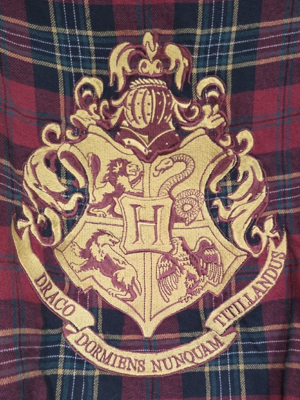 Pottery Barn Teen Harry Potter Red Black Tartan Flannel Sherpa Loungewear Robe - Picture 8 of 13